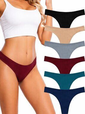 Women's Breathable Cotton Thong Panties Pack of 6
